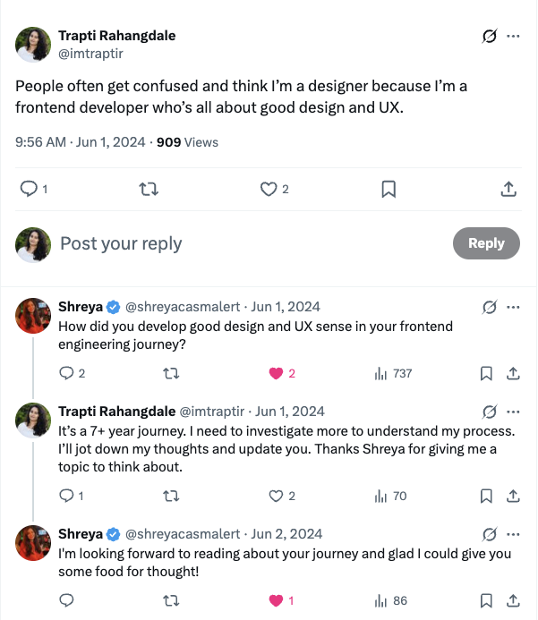 Tweet screenshot where someone asked me this question